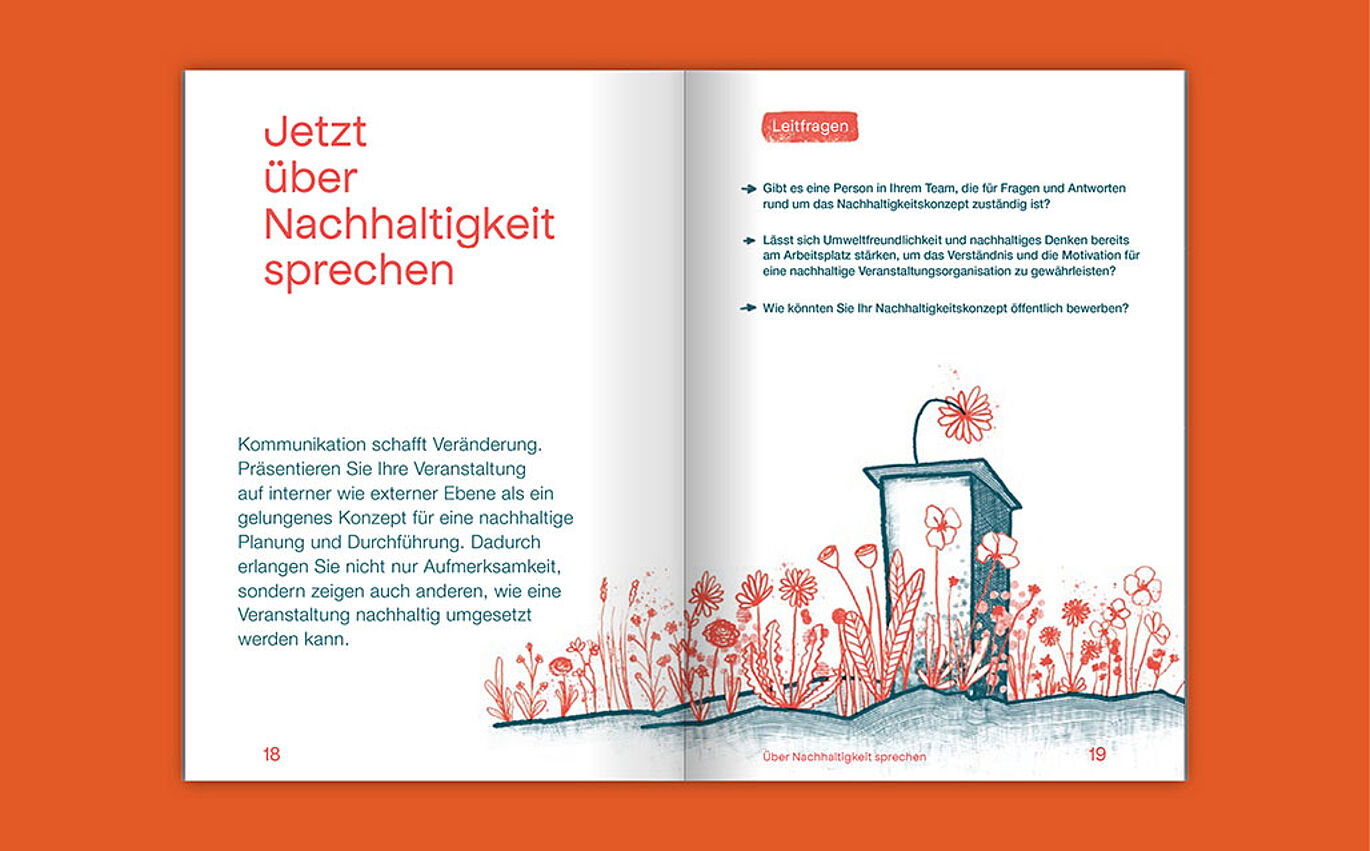 Opened brochure "Organize sustainably - now"