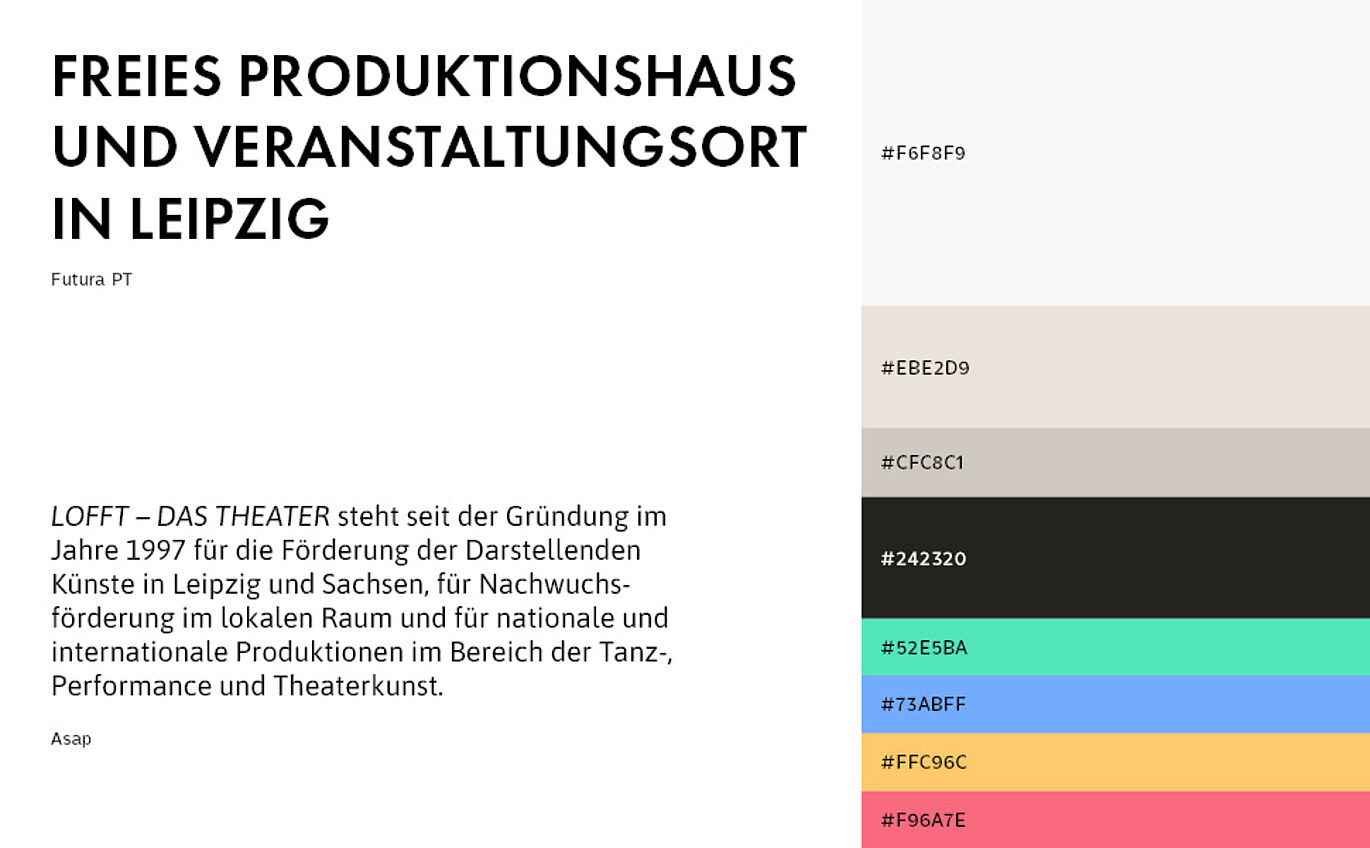Font selection and color palette