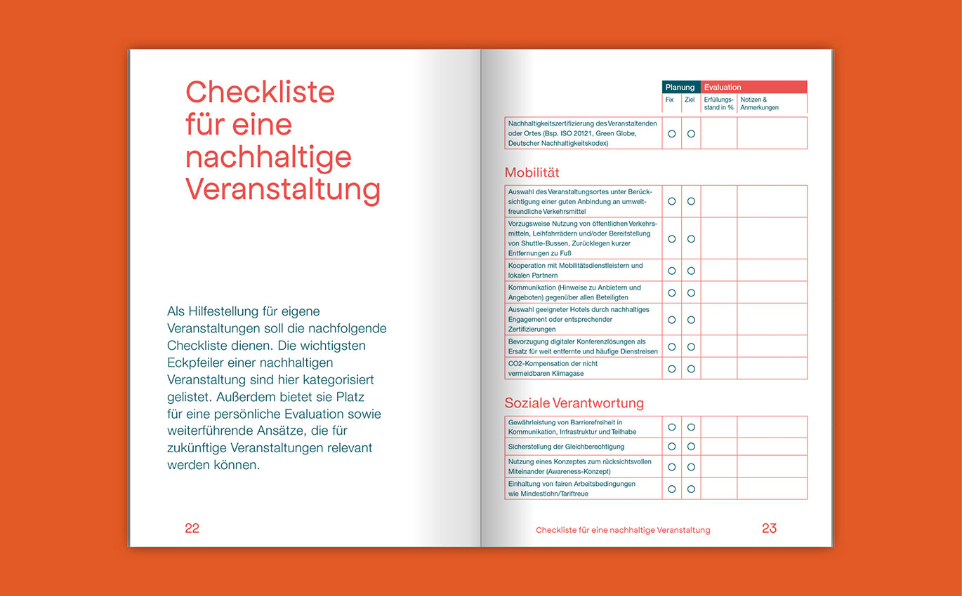 Brochure layout with body text and checklist