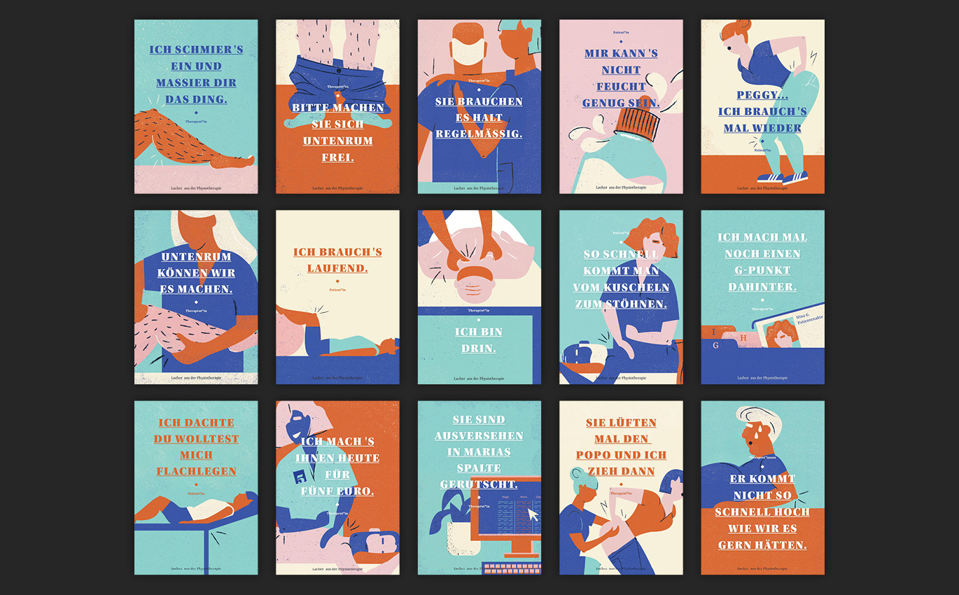 All motifs of the postcard series with funny sayings