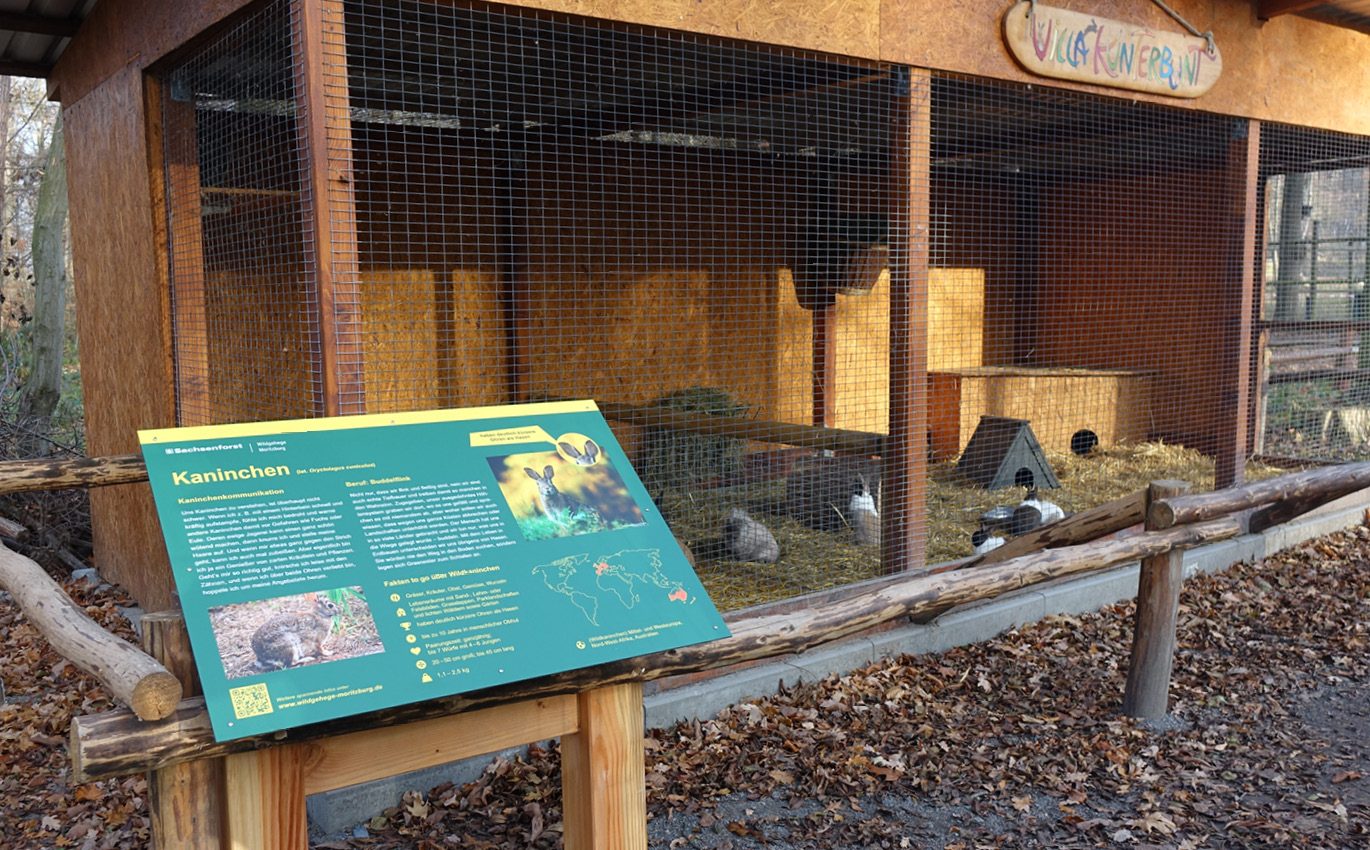 Rabbit enclosure with information board